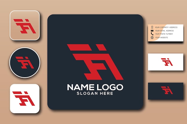 Fi monogram logo template color editable