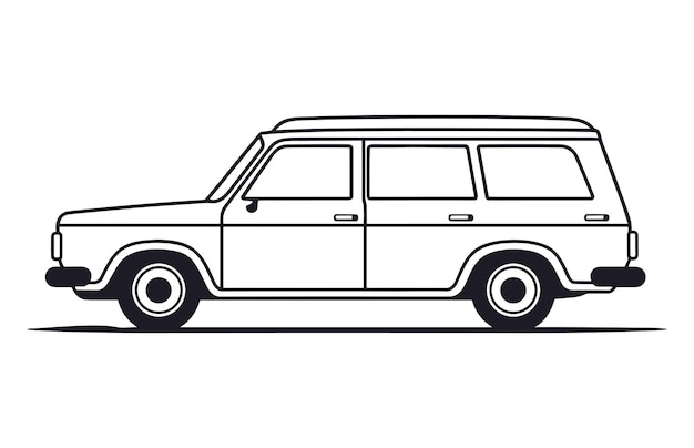 Fiat Station Wagon Car Black outline Vector isolated on a white background