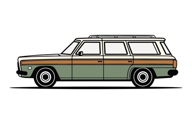 Fiat station wagon car vector illustration outline isolated on a white background