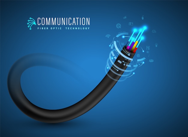 Fiber optic cable connecting concept.