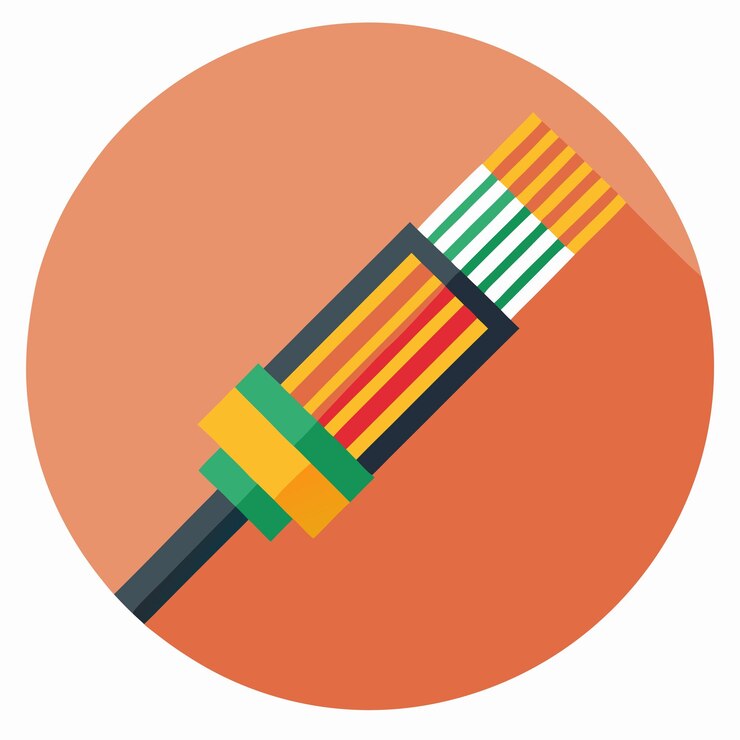 Vector fiber optic cable icon clipart vector art and illustration
