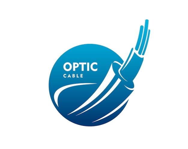 Fiber optic cable icon technology vector emblem