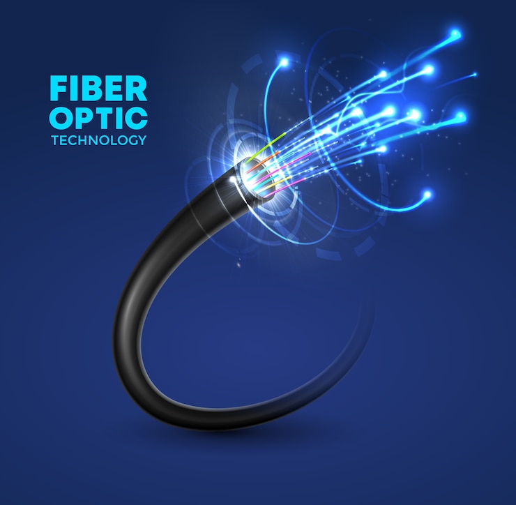 Vector fiber optic cable technology vector design of internet, network