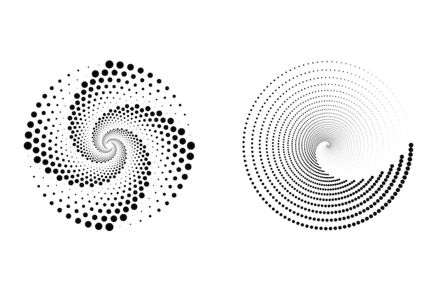 Vettore fibonacci dotted elemento artistico a spirale su sfondo bianco illustrazione vettoriale di punti a swirl