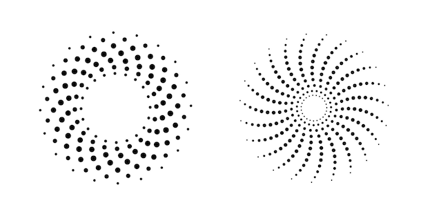 Fibonacci Dotted Spiral art element on a white background Swirl pattern dots vector illustration