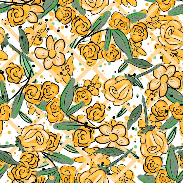 Field flowers background pattern seamless