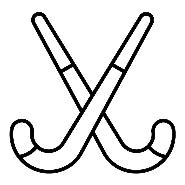 Vector field hockey sticks line illustration