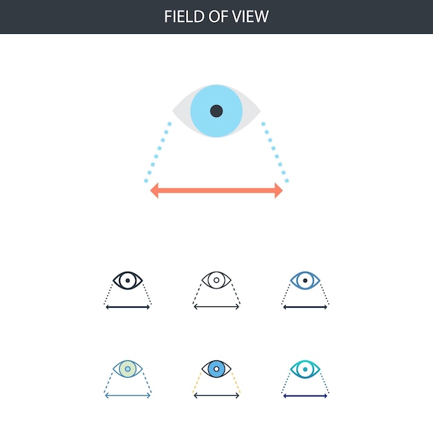 Концепция поля зрения все стили простой формы значка. простая плоская иллюстрация. дизайн линии символов поля зрения из набора дополненной реальности. может использоваться для веб-интерфейса/ux