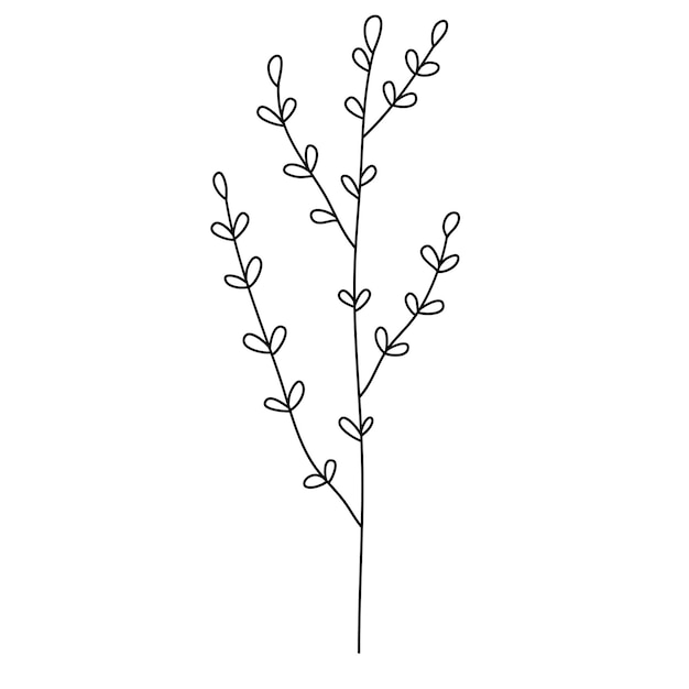 Vector field plant line vector, line flower vector, minimalist line design, wildplant vector