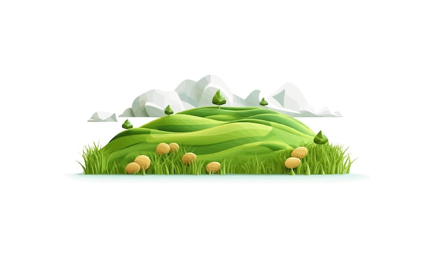 field vector simple 3d smooth cut and paste white isolated illustration