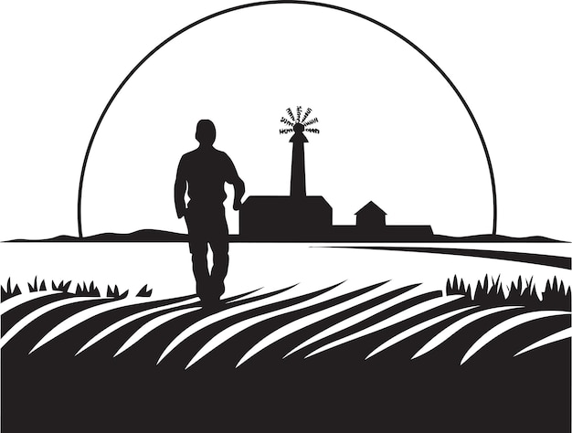 Vector fields legacy agricultural black logo farmstead serenity vector emblem design
