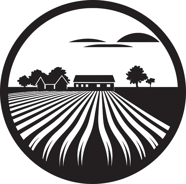 Fields of radiance black vector logo for country living nature s retreat agricultural farmhouse ico