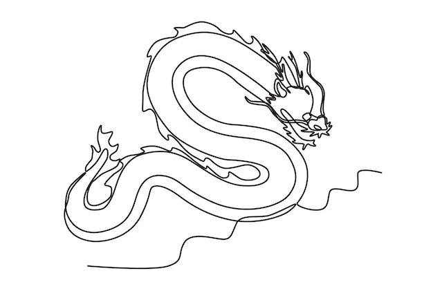 Vector a fierce chinese dragon chinese dragon oneline drawing