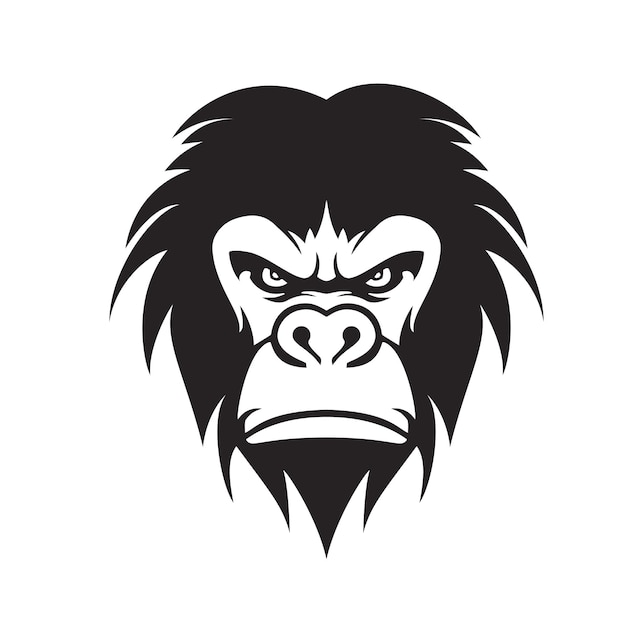 Fierce en ontevreden gorilla hoofd vector illustratie op een witte achtergrond ideaal voor gedurfde t-shirt ontwerpen