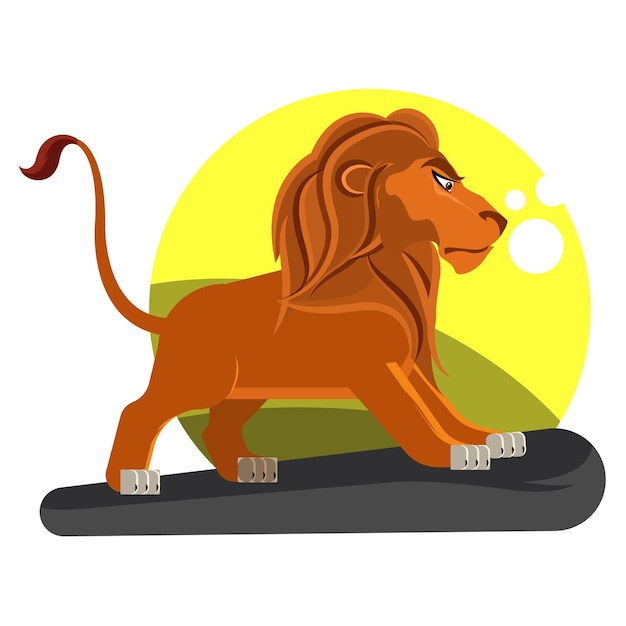Vettore feroce e amichevole personaggio dei cartoni animati lion charm