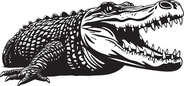 Fierce Gator Gaze Black Vector Icon River Sovereign Alligator 블랙 블럼 디자인