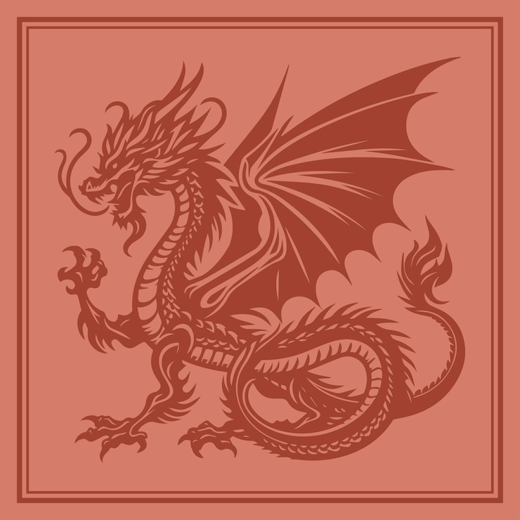 Vector fierce majesty dragon tattoo illustration