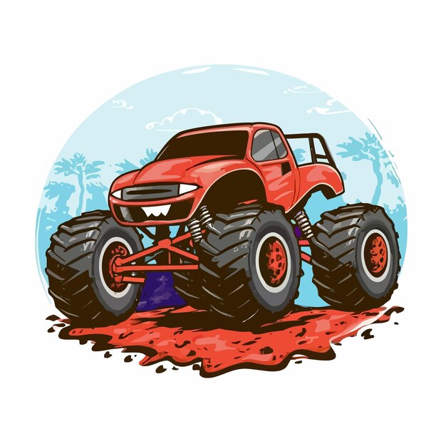 Vector fierce mudsplattered monster truck illustration