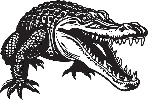 Fierce Sovereign Black Alligator Logo Primeval Scale Alligator Vector Emblem