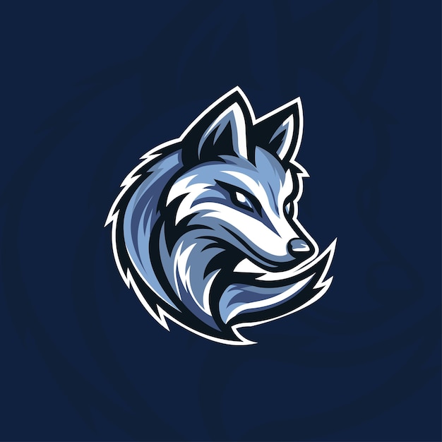 fierce wolf head logo in blue for esports and team branding aggressive wolf mascot logo design