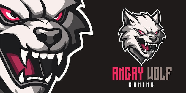 Fierce Wolf Mascot Logo Dominant Design voor Sport en Esports Identiteitsbadges T-shirts