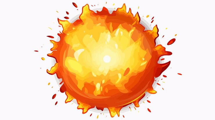 Vector fiery bomb vector isolated on transparent white background