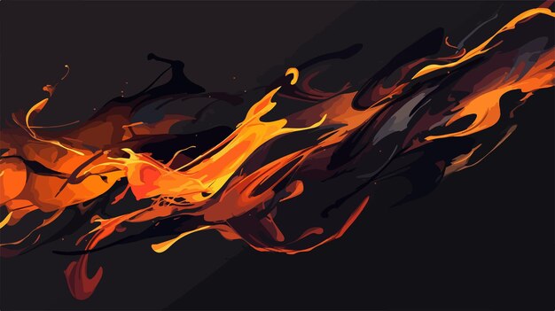 Fiery Burning Flame Illustration on Black Background | Premium AI