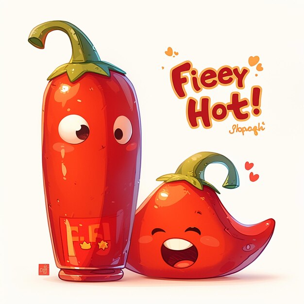 Vettore fiery chili pepper hot in stile cartone animato