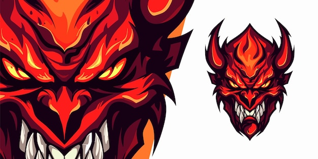 Fiery Demon Logo Mascot Striking Illustration Vector Graphic for Sport and ESport Powerhouses