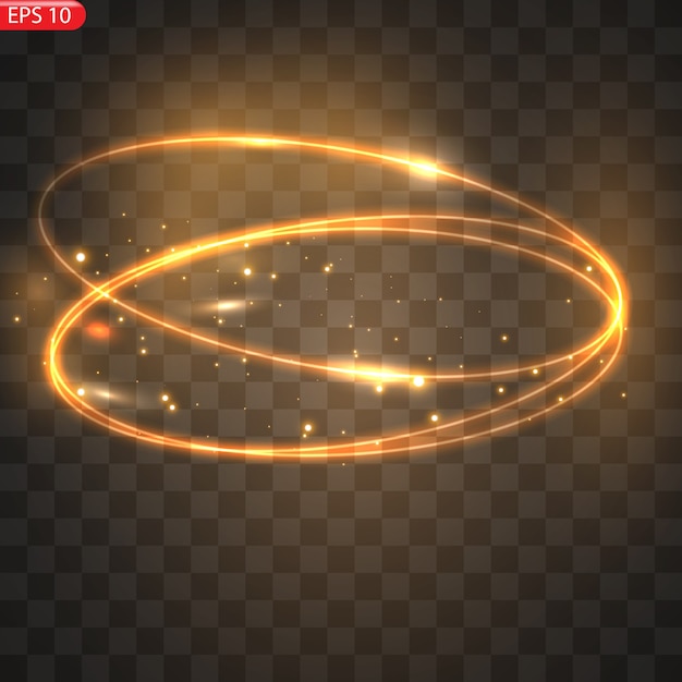 Fiery light circles glow effect sparkling golden glitter Fiery circles sparkling magical whirlwinds and light energy