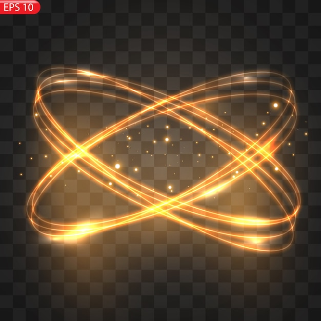 Fiery light circles glow effect sparkling golden glitter Fiery circles sparkling magical whirlwinds and light energy