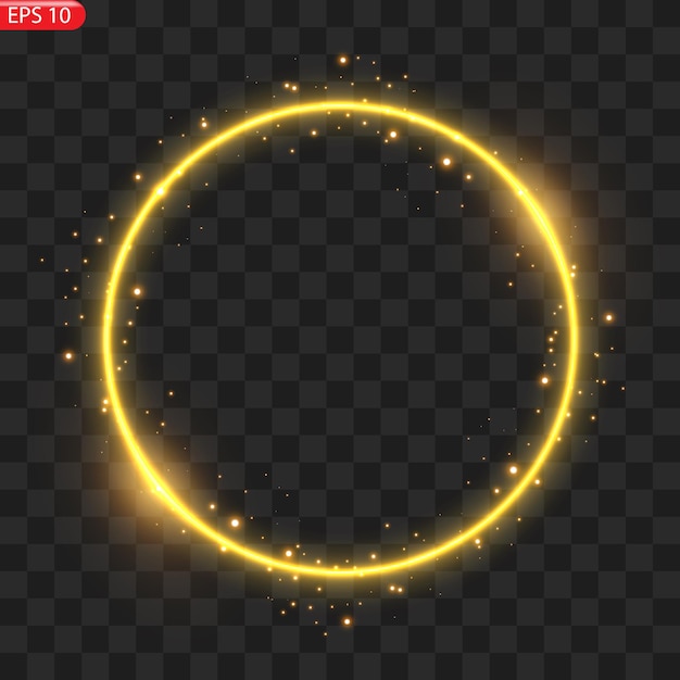 Fiery light circles glow effect sparkling golden glitter