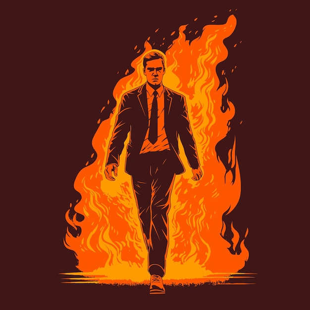 Fiery Man Illustration Unleashing the Power Within