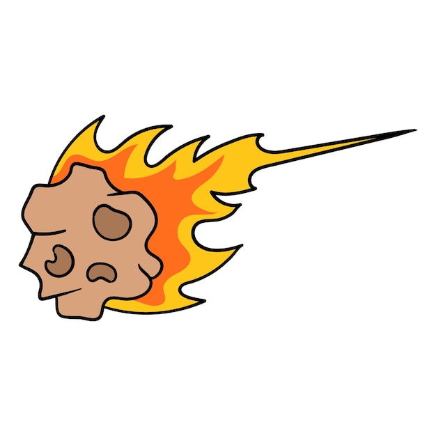 Fiery meteorite doodle icon drawing