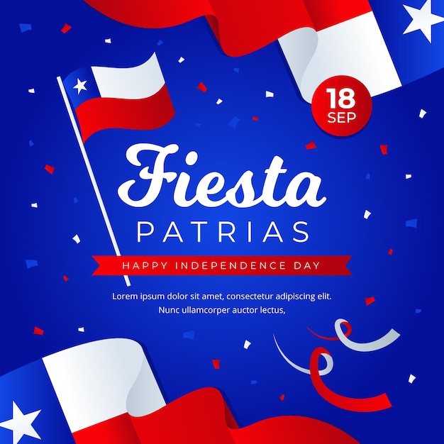 Fiestas patrias de chile met vlaggen en confetti