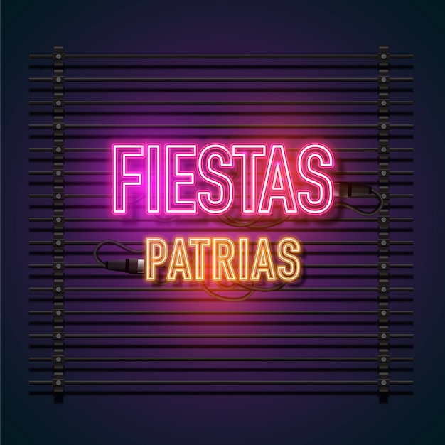 Insegna al neon di fiestas patrias