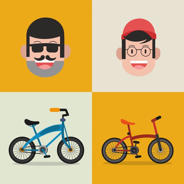 fiets en fietser pictogrammen afbeelding