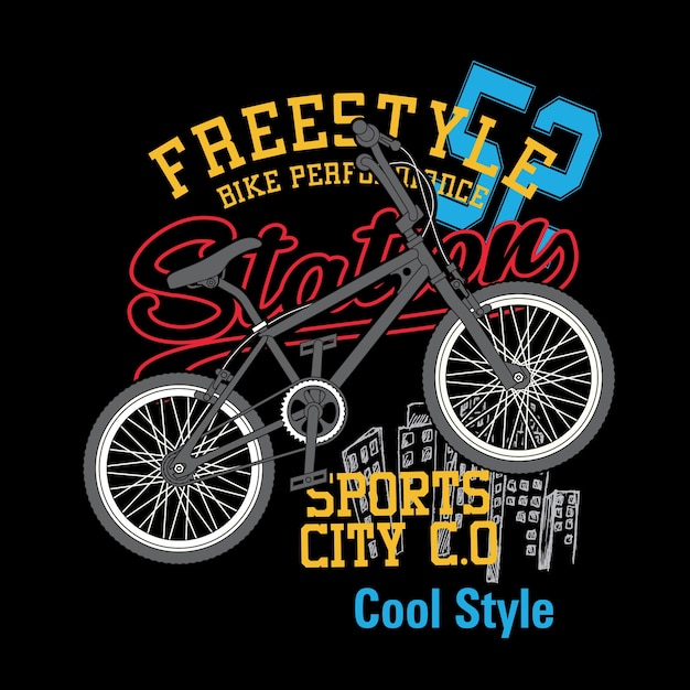 Fiets freestyle t-shirt vector