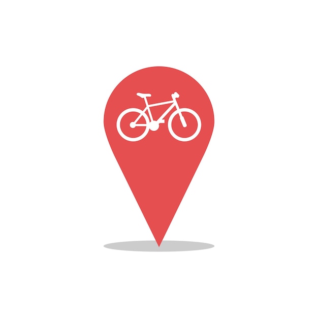 Fiets. Kaartspeld met een afbeelding van een fiets. Locatiepunt voor fietsenstalling, vervoer, bezorging