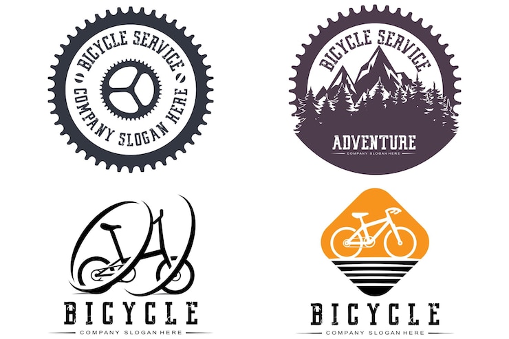 Vector fiets logo icon vector voertuig voor sport racen casual downhill retro sjabloon