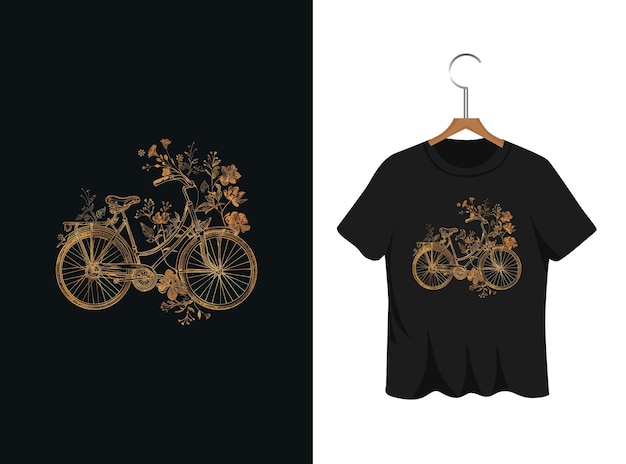 fiets met bloem t-shirt ontwerp kunstwerk voor meisje