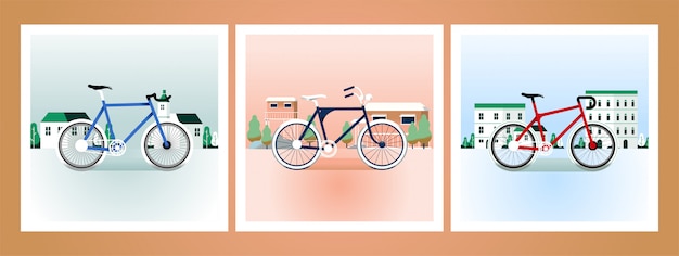 Vector fiets retro illustraties kaart