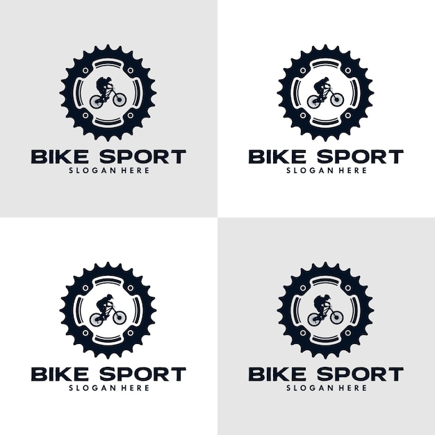 Fiets sport logo sjabloon versnelling en fietser