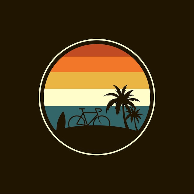 Fiets strand reis logo afbeelding ontwerp