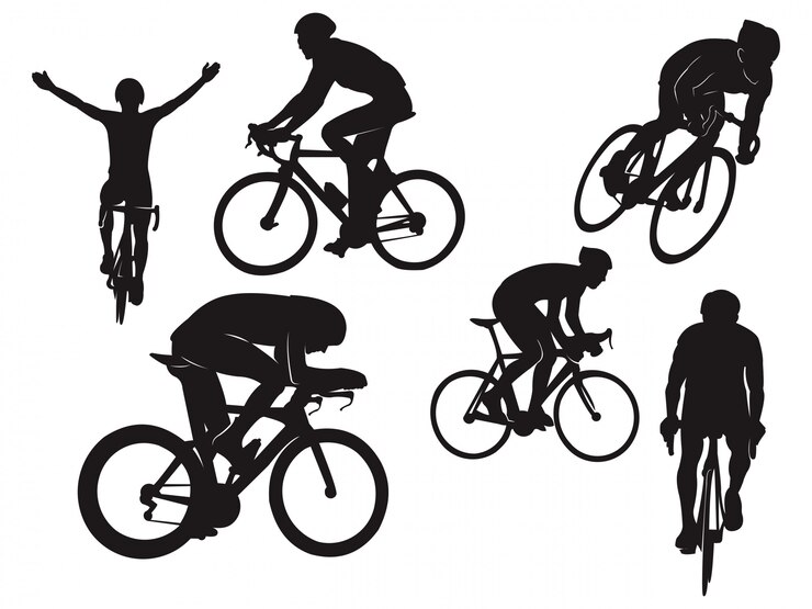 Vector fietser fietsen rit racefiets viering zwart silhouet