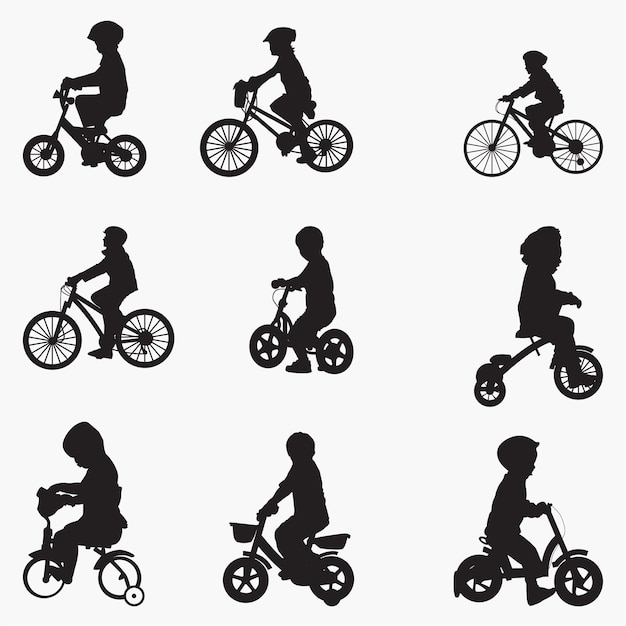 Fietser kind silhouetten