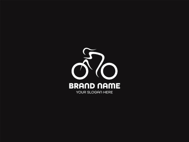 Fietslogo met een man op een zwarte achtergrond