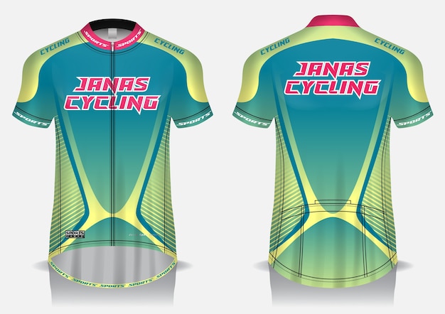 Fietsshirt sjabloon, uniform, voor- en achteraanzicht