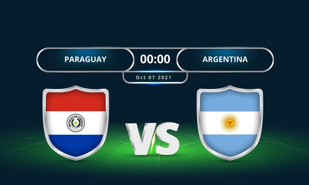 Fifa wereldbeker 2022 paraguay vs argentinië voetbalwedstrijd scorebord uitzending