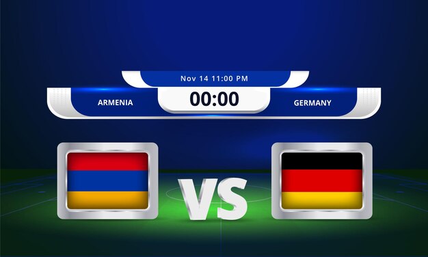 Fifa World cup 2022 Armenia Vs Germany football match Scoreboard broadcast